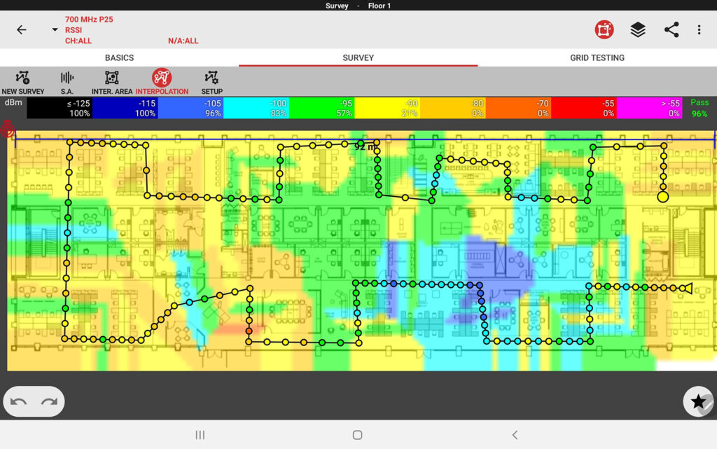 performing P25 network coverage test 3